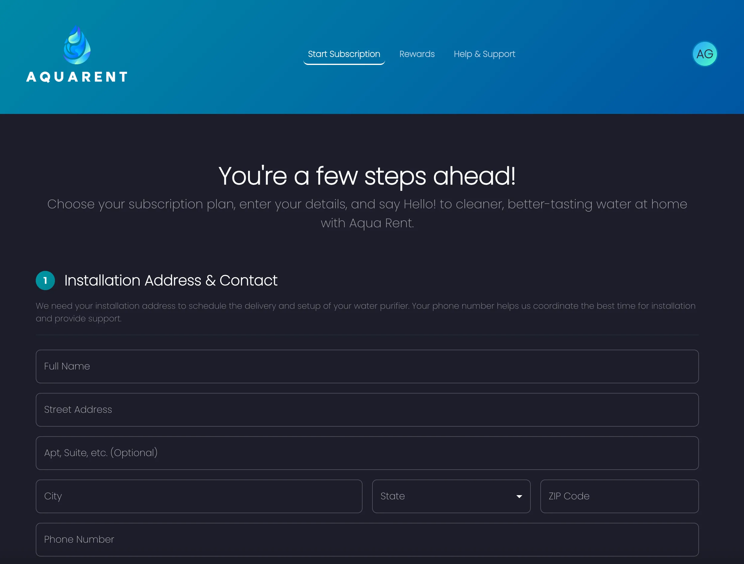 Aquarent App screenshot